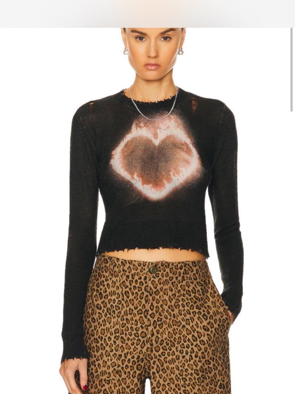 R13 Flaming heart baby crew neck